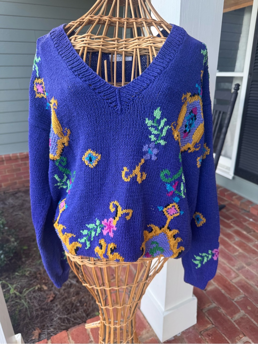 Vintage 80s Liz Claiborne Collection Hand Knit Cotton Sweater L